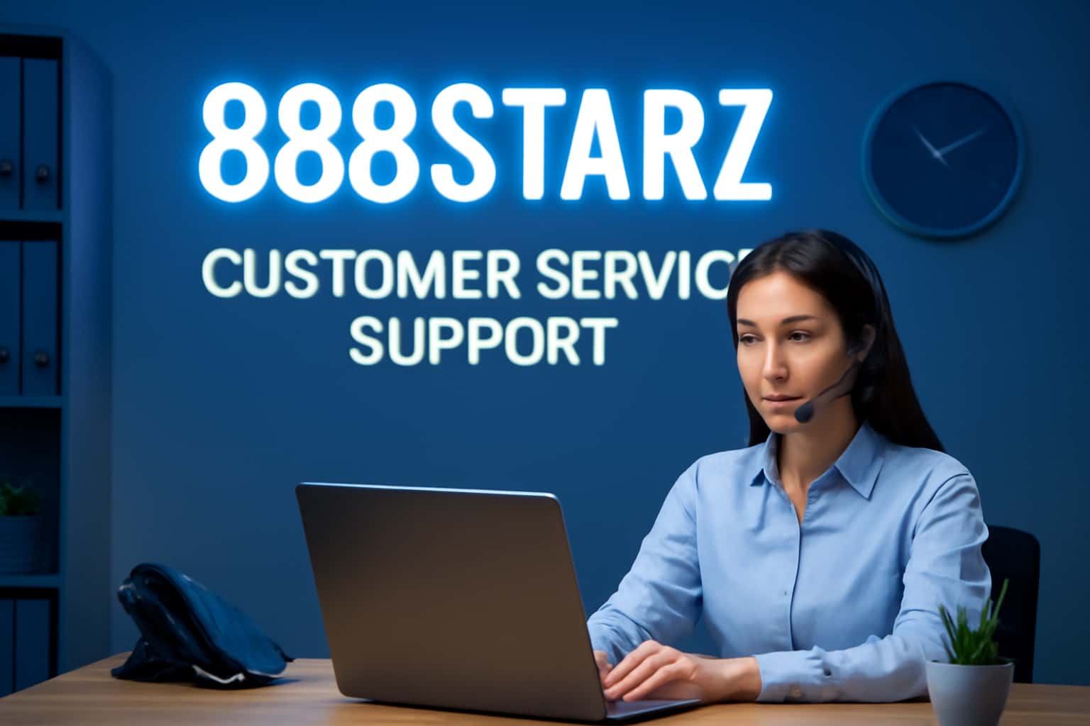 Informational graphic illustrating support services available for 888Starz users.