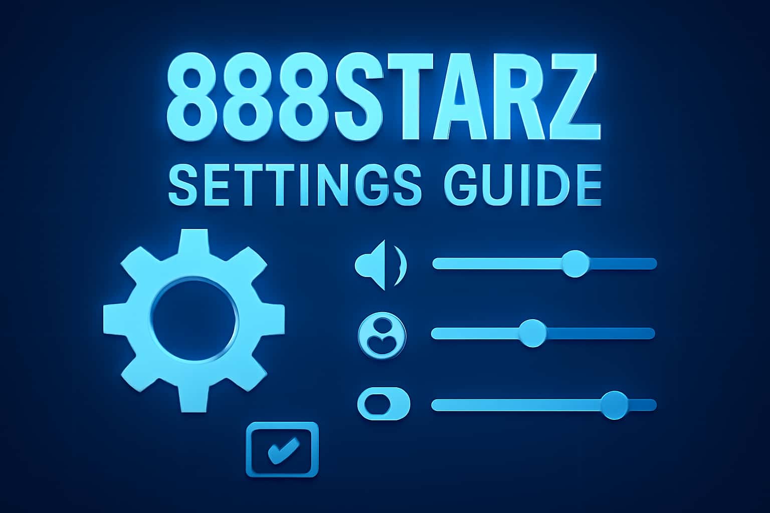 An informational scene depicting the 888Starz Settings Guide with a futuristic design.