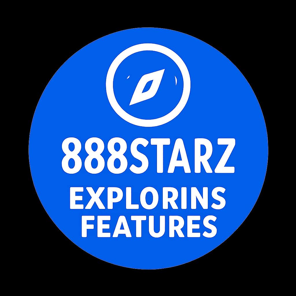 Simple badge representing 888Starz features with blue accents.