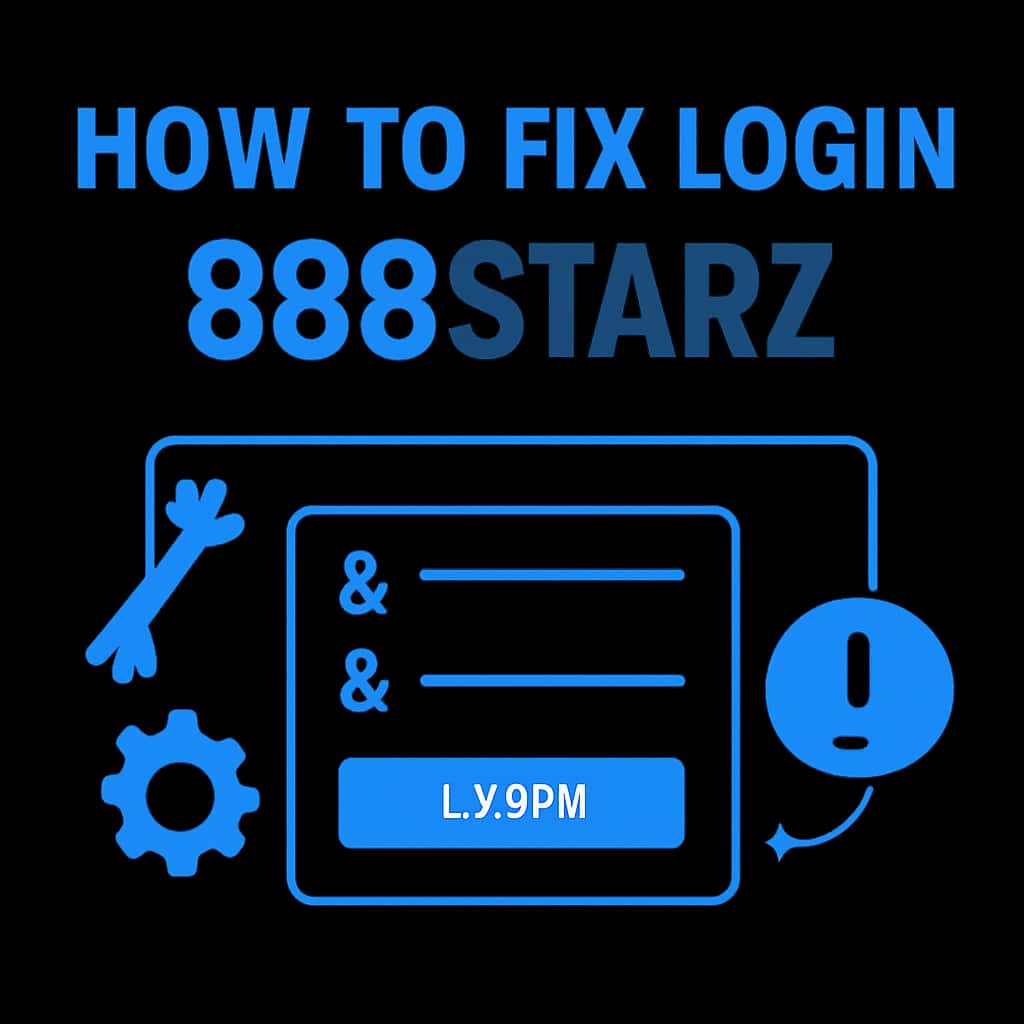 Diagram illustrating steps to troubleshoot the 888Starz login process.