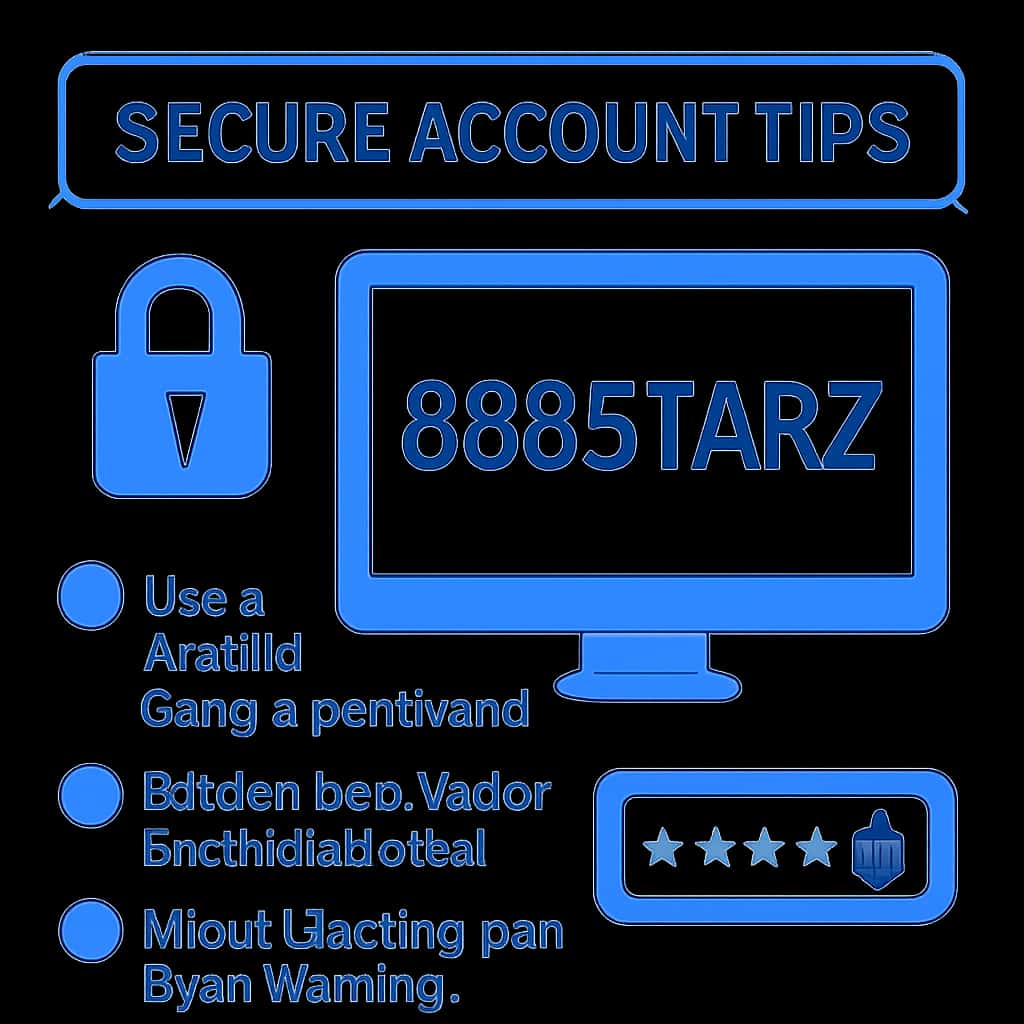 An educational diagram highlighting secure practices for 888Starz accounts.