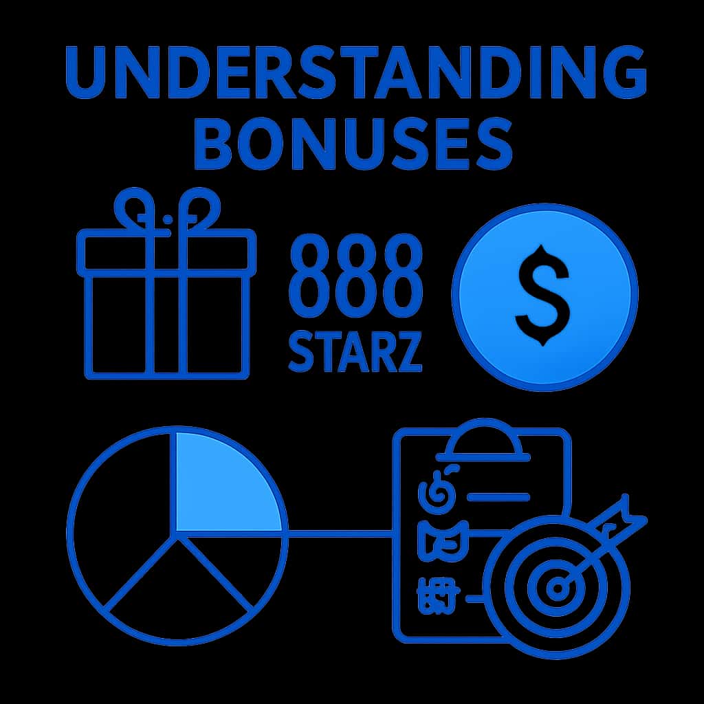 An educational diagram highlighting the features of 888Starz bonuses.
